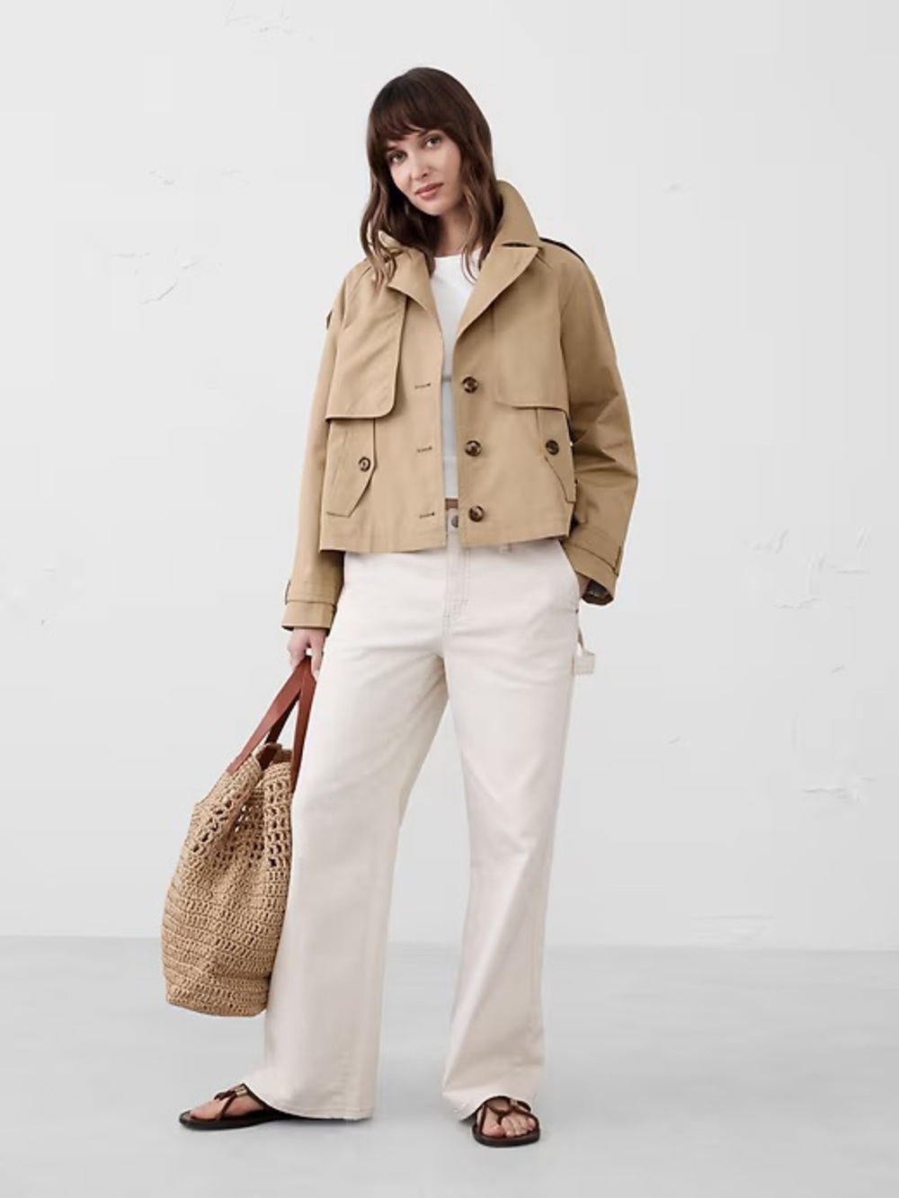 Banana Republic Tan Cropped Trench Coat XS